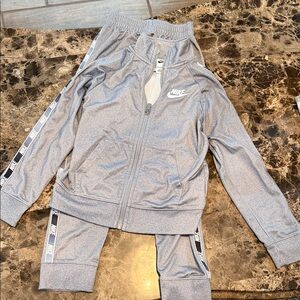 Nike Kids Gray Joggers with Logo Stripes